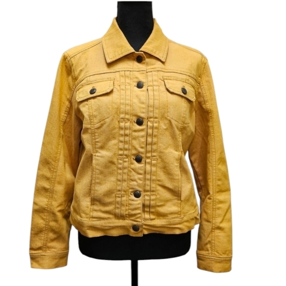Dressbarn Mustard Yellow Button Up Jean Denim Jacket Size M - Picture 1 of 7
